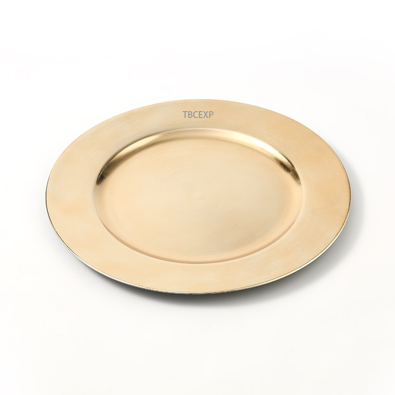 13" Round Gold Smooth Rim Plastic Charger Plate TBCEXP 3312121#