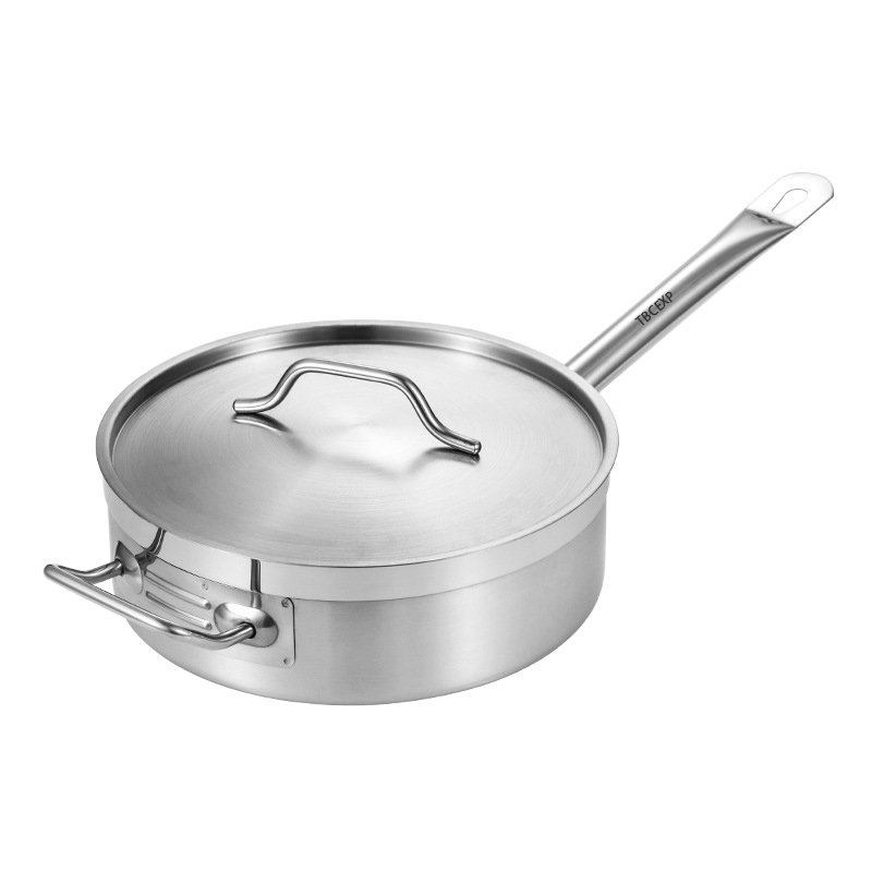 Induction Ready Stainless Steel Sauce Pan with Aluminum-Clad Bottom and Cover TBCEXP 2262011#（Short）