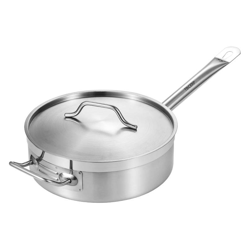 Induction Ready Stainless Steel Sauce Pan with Aluminum-Clad Bottom and Cover TBCEXP 2262011#（Short）