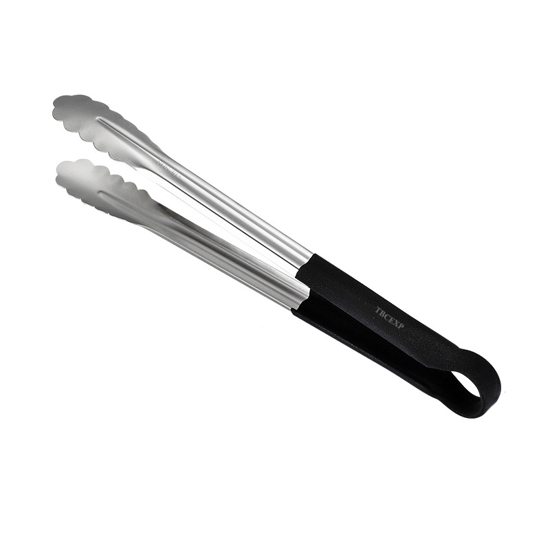 Black Coated Handle Stainless Steel Scalloped Tongs TBCEXP 31322#