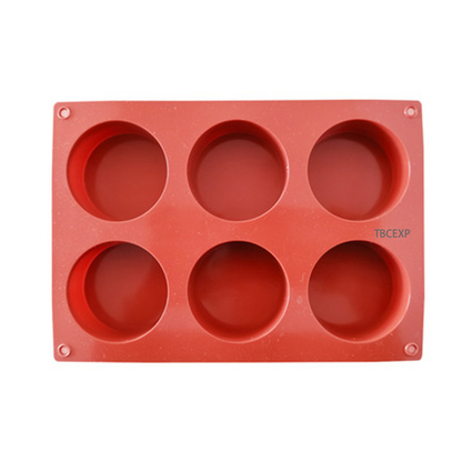 6 Compartment Flan Silicone Baking Mold - 3 1/8" x 3 1/8" x 11/16" Cavities TBCEXP 1681211#