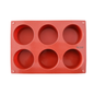 6 Compartment Flan Silicone Baking Mold - 3 1/8" x 3 1/8" x 11/16" Cavities TBCEXP 1681211#