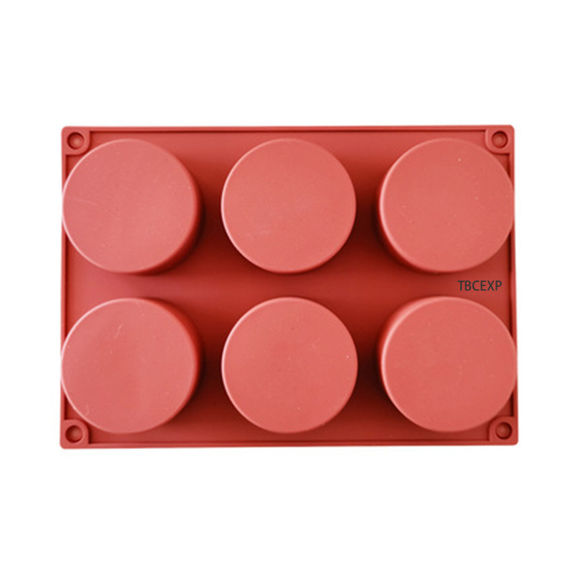 6 Compartment Flan Silicone Baking Mold - 3 1/8" x 3 1/8" x 11/16" Cavities TBCEXP 1681211#