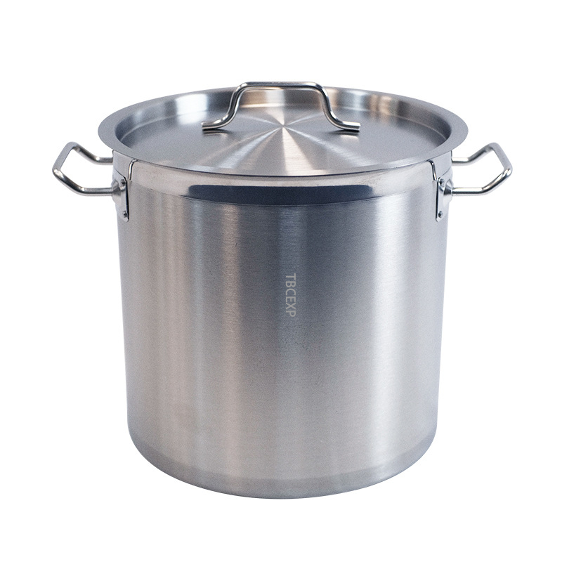 Heavy-Duty Stainless Steel Aluminum-Clad Stock Pot with Cover TBCEXP 22750#