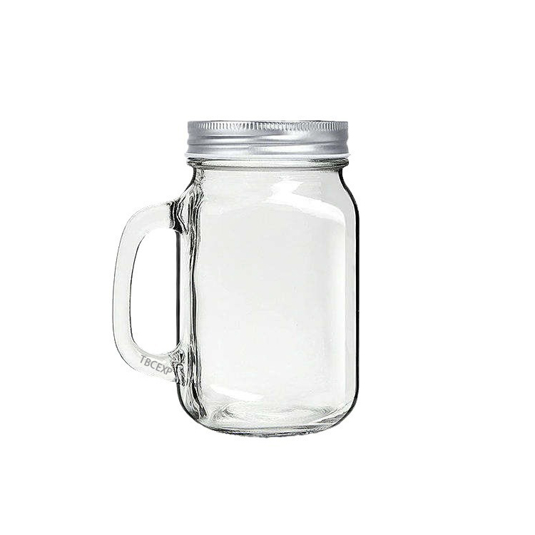 16 oz. Silver Metal Drinking Jar with Lid & Straw Hole TBCEXP 5571131#